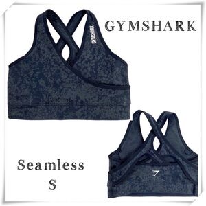 GYMSHARK Adapt Camo Seamless Sports Bra in Space Black Size S